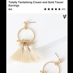 Cream and Gold Tassel Earrings